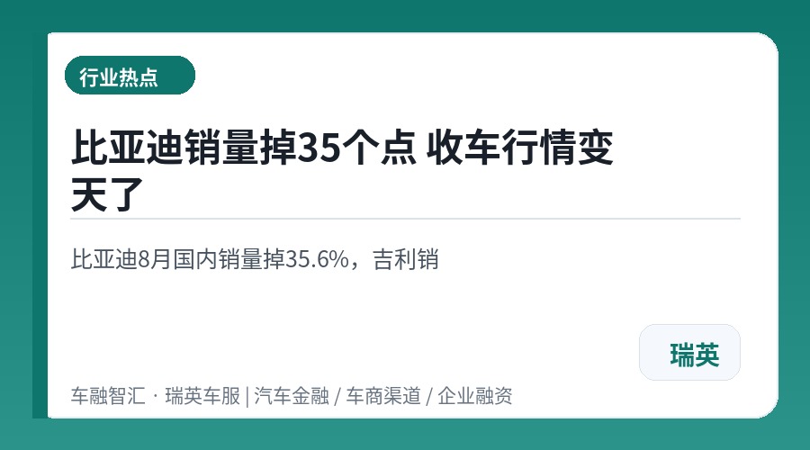 比亚迪销量掉35个点 收车行情变天了